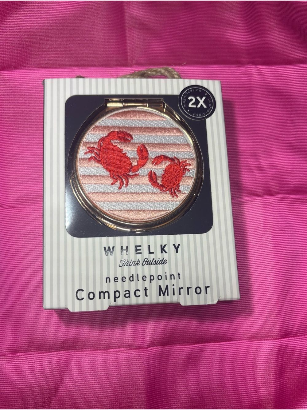 New Whelky Crabs Compact Mirror Pink & Red Needlepoint Compact Mirror -
